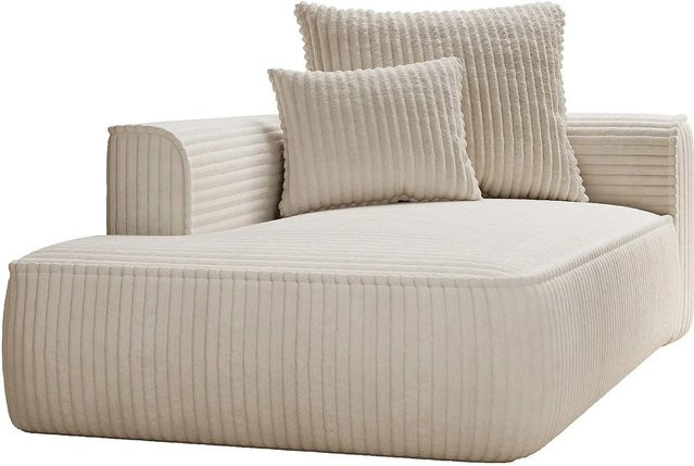 Vente-unique Recamiere Pineta ohne Schlaffunktion in Beige mit Cord-Bezug, Breite: 180 cm - Bild 1