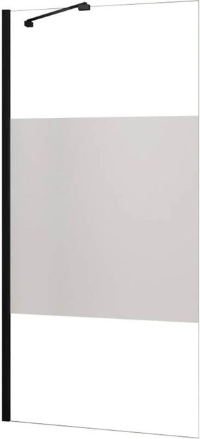 AICA Walk-in Duschwand aus ESG-Glas mit Milchglasstreifen und Schwarzrahmen, B: 70 cm, H: 200 cm - Bild 1