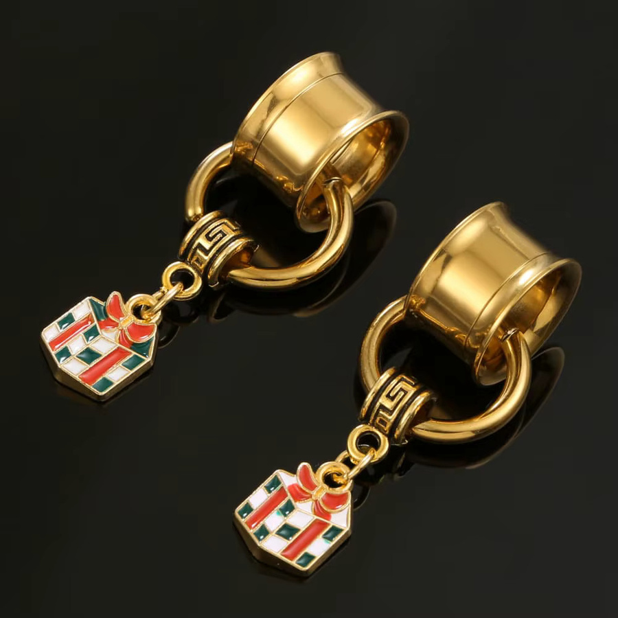 Giga Anhänger Ohrtunnel Messgeräte Plugs Expander, Edelstahl, Gold, Unisex - Bild 5