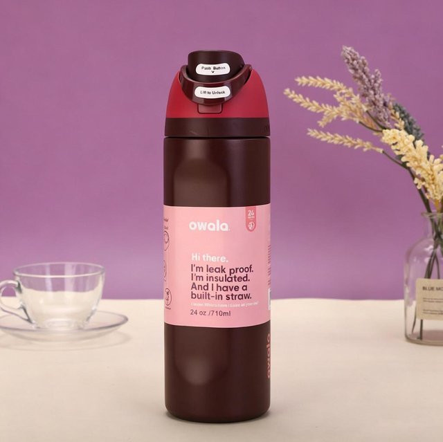 Owala Isolierter Reisebecher mit doppeltem Trinkdeckel 24oz in Cherry Red - Bild 1