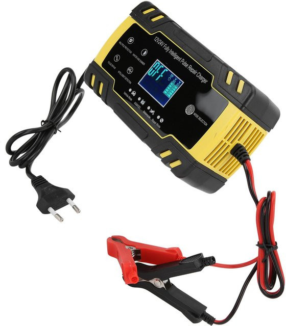 Koogeelife Smart Batterieladegerät für Auto und Motorrad mit automatischer Pulserhaltungsladung, 12V/24V, Schwarz - Bild 1