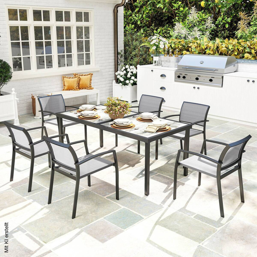 Outsunny Gartenmöbel-Set aus Kunststoff und Stahl in Grau, B/H/L: 87 x 180 x 72 cm - Bild 4