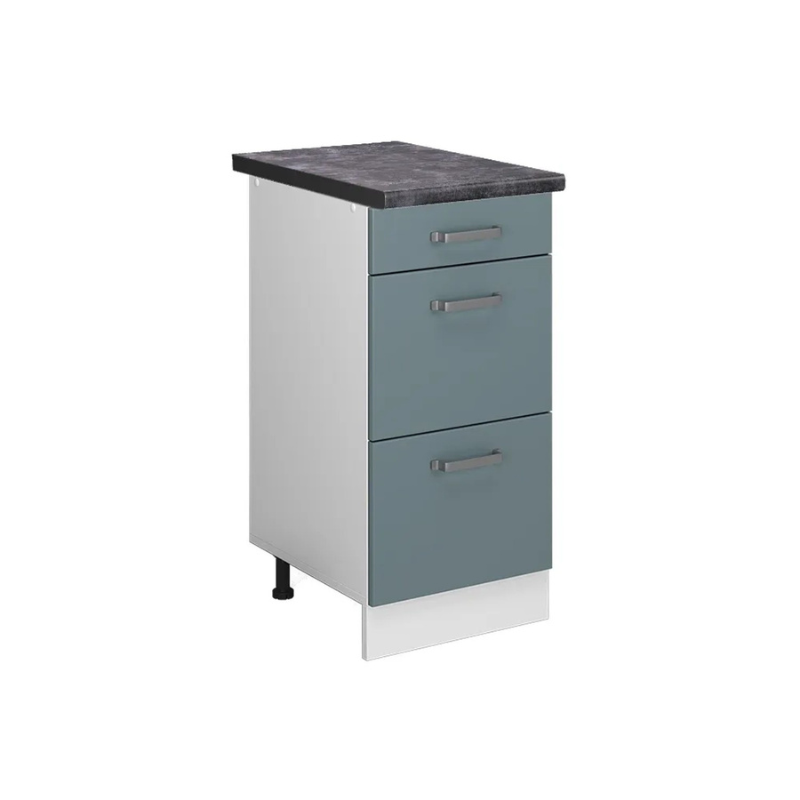 Vicco Küchenunterschrank R-Line in Blau-Grau/Weiß mit Schubladen und Anthrazit-Front, B: 40 cm, H: 81,6 cm, T: 60 cm - Bild 2