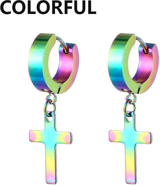 Rui Di Creolen Edelstahl, Silber, Kreuz Anhänger, Unisex - Bild 1