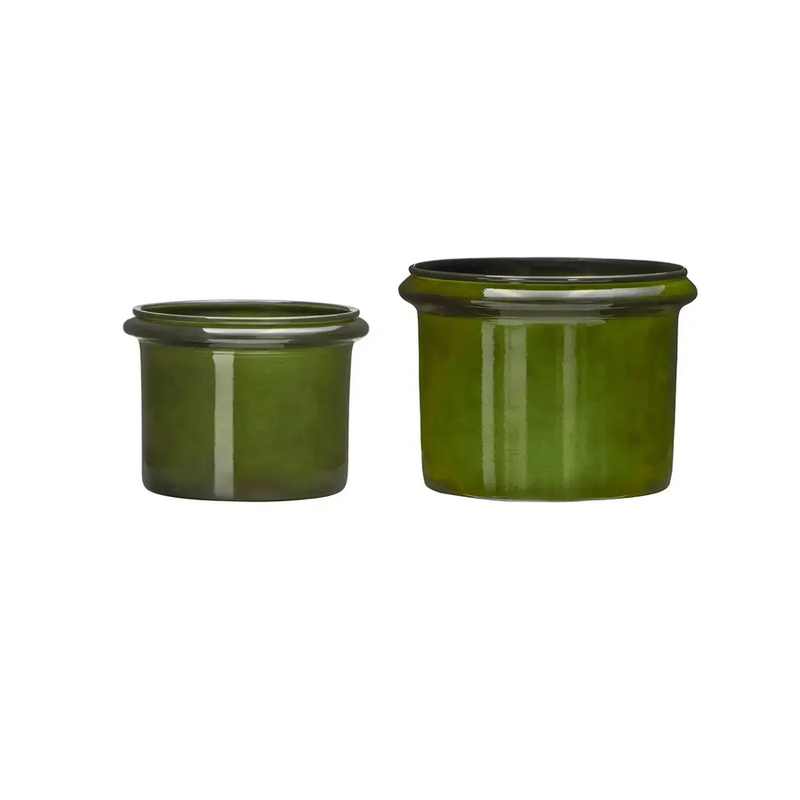 House Doctor Blumentopf Hoop Set aus 2 Stück in Grün aus Metall und Keramik für den Tisch - Bild 1