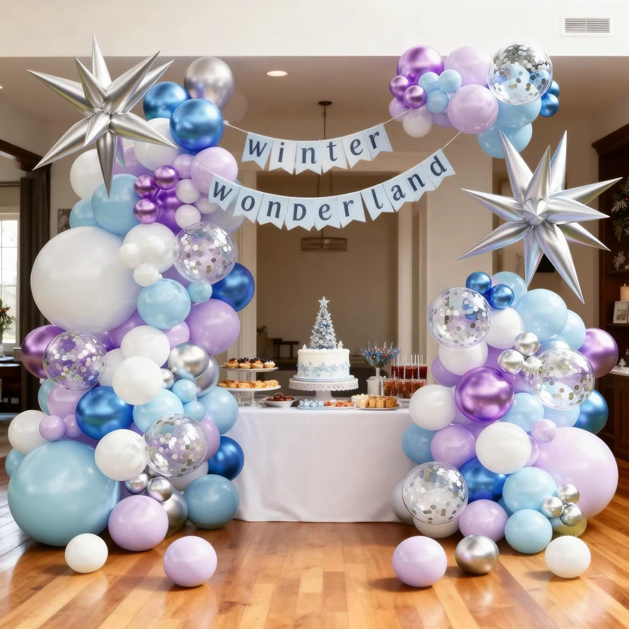YAYB 133er Ballon-Girlandenbogen-Set mit Eis- und Schnee-Motiv in Mehrfarbig für Geburtstage, Hochzeiten und Jubiläen - Bild 2