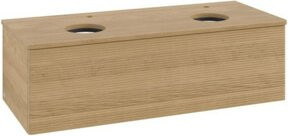 V&B Antao Waschtischunterschrank mit Frontstruktur und LED-Beleuchtung, Wandmontage, Eiche Honig, B/T/H: 120 x 36 x 50 cm - Bild 1