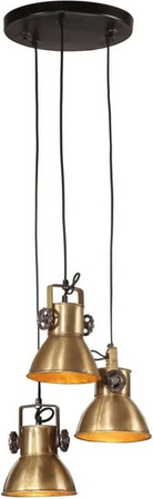 vidaXL Hängelampe im Industrie-Stil aus Messing und Eisen, Farbe: Antik-Messing/Schwarz, Fassung: E27, B/T/H: 30 x 30 x 100 cm