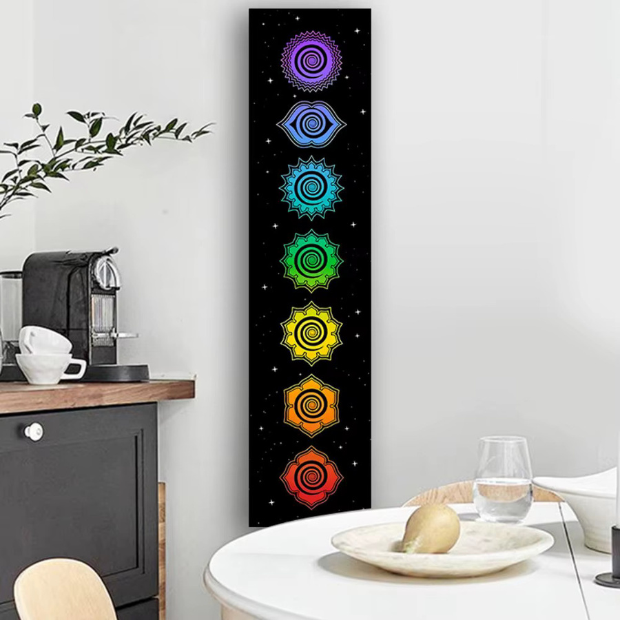 VIKAMA Regenbogen-Wandteppich in Schwarz und Multicolour, abstrakter Boho Wandbehang für dein Schlafzimmer oder Musikzimmer - Bild 4