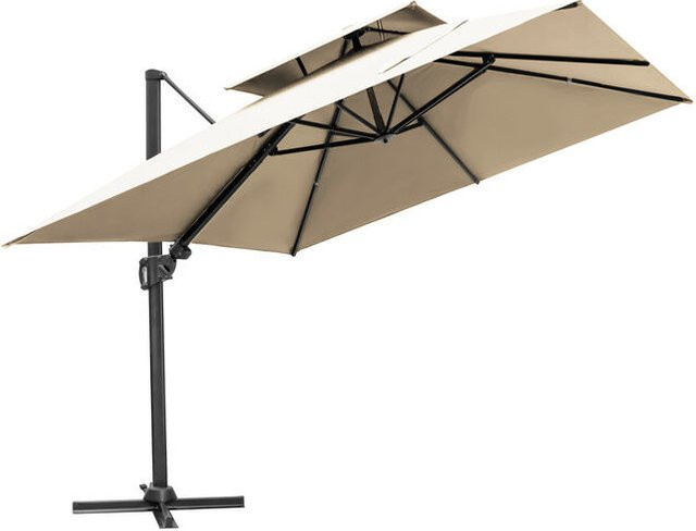 OUTFLEXX Sydney Ampelschirm mit Doppeldach in Weiß/Creme aus Aluminium und Polyester, B/T: 300 x 300 cm - Bild 1
