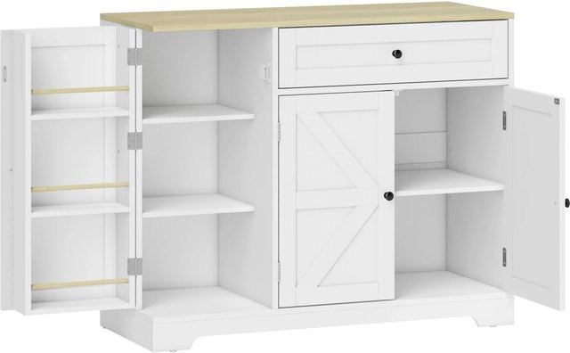 HOMCOM Buffet Cabinet aus MDF im Landhausstil, Weiß, B/T/H: 100 x 40 x 81 cm - Bild 1