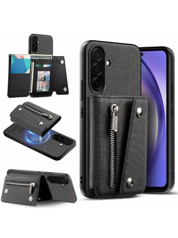 Magnetische Brieftaschen-Handyhülle mit abnehmbarer MagSafe-Funktion für Samsung Galaxy S26 Ultra S25 Edge S24 S23 S22 Plus S21 FE A57 A37 A17 A07 in Schwarz - Bild 6