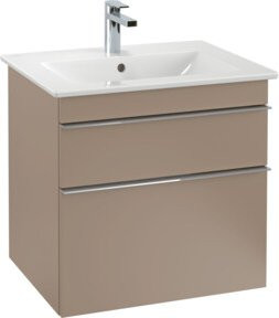 V&B Waschtischunterschrank Venticello in Taupe mit Chromgriffen, B/T/H: 60,3 x 50,2 x 50,2 cm - Bild 1