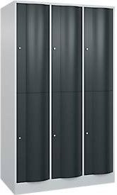 C+P Garderobenspind Resisto mit 3 Abteilen und 6 Fächern, Stahl, Lichtgrau/Anthrazitgrau, B/T/H: 114,8 x 64,0 x 195,0 cm - Bild 1