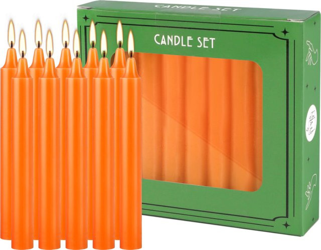 20 Stück CAKETYCG Tischkerzen aus Orangenholz, unparfümiert, tropffrei und rauchfrei, Farbe: Orange, Höhe: 10,16 cm - Bild 1
