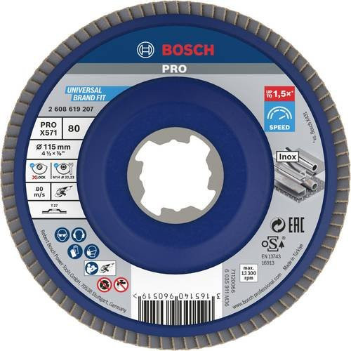 Bosch Fächerschleifscheibe X571 Best for Metal in Blau, Durchmesser: 115 mm, Körnung: 80 - Bild 1