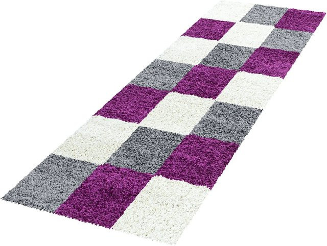 Ayyildiz Hochflorteppich Life 1501 Violett mit Karo-Muster, B/T: 80 x 150 cm - Bild 1