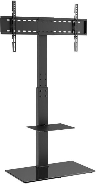 Buying Solutions, MB TV-Ständerhalterung für 32 bis 85 Zoll Fernseher, schwenkbarer und höhenverstellbarer Boden-TV-Ständer mit Glasbasis in Schwarz, H: 140 cm, B: 70 cm, T: 40 cm - Bild 1