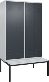 C+P PSA Doppel-Spind Classic PLUS Sitzbank mit 4 Abteilen und Kunststoff-Sitzfläche, B/T/H: 212,0 x 120,0 x 81,5 cm - Bild 1
