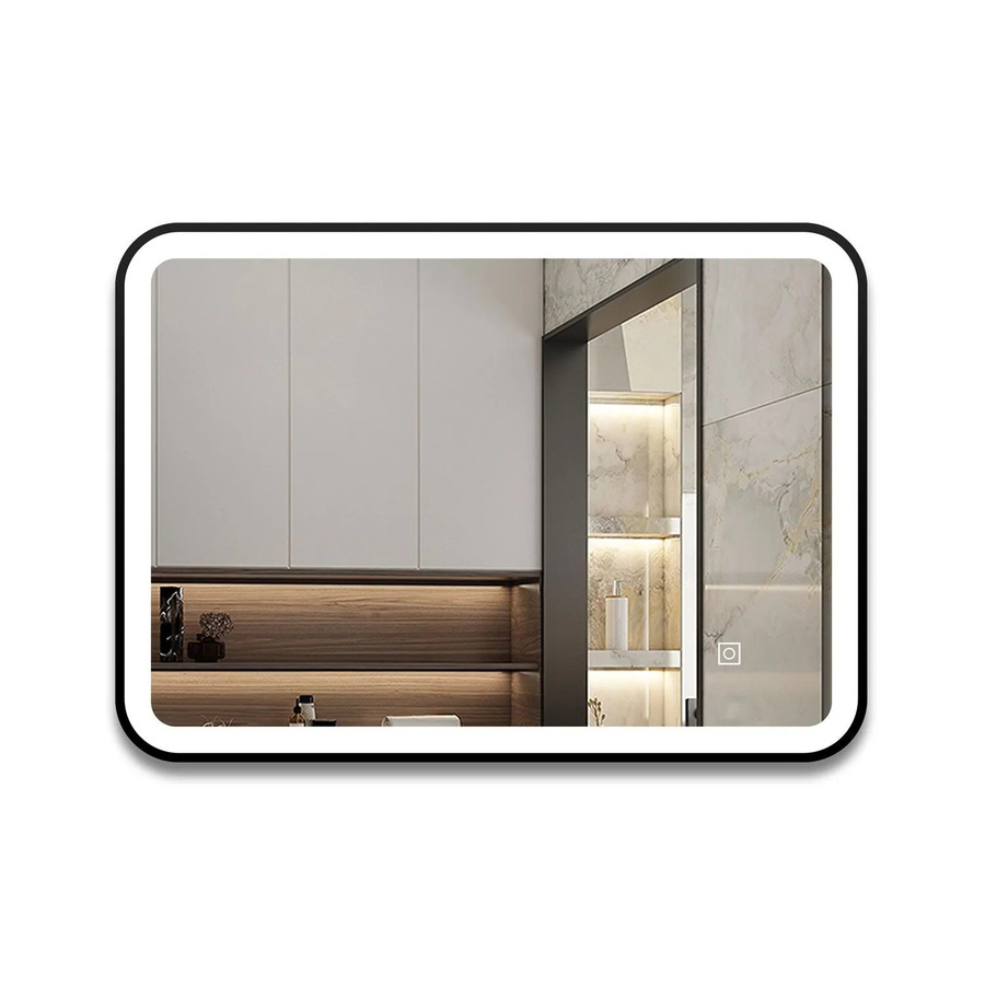 Aica Sanitär Badspiegel Schwarz mit LED Beleuchtung, dimmbar, Memory Touch, B/H: 70 x 50 cm - Bild 2