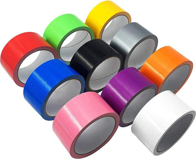 Selbstklebendes Stoffband in Grau und Multicolour, wasserdicht und robustes Bastelklebeband für DIY und Verpackungen, Breite: 4,8 mm, Länge: 10 m - Bild 1