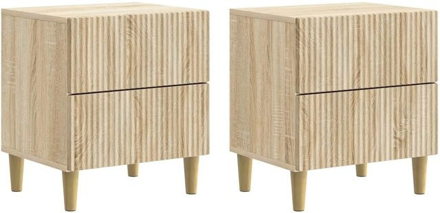 vidaXL Nachttisch Set 2 Stück Sonoma-Eiche aus Holzwerkstoff, B/T/H: 43 x 34,5 x 48 cm - Bild 1