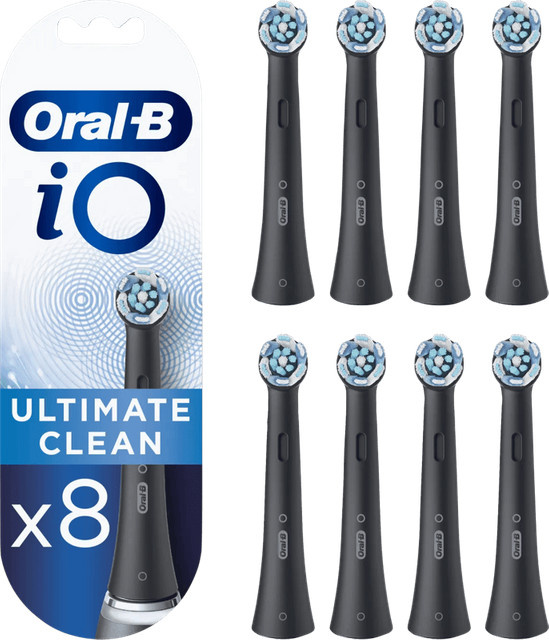 Oral-B iO Ultimate Clean Ersatzbürstenköpfe Schwarz mit Farbanzeige 8 Stück - Bild 1