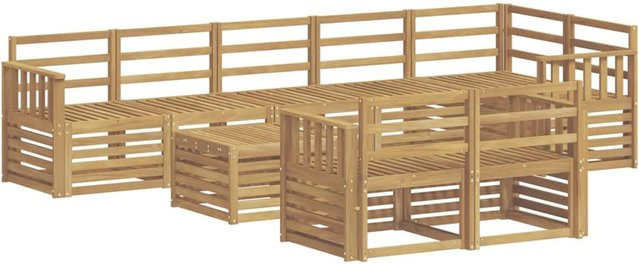 vidaXL Outdoor-Sofagarnitur 9-teilig aus Massivholz Akazie in Weiß mit L-Form und Latten-Design, B/T/H: 59 x 59 x 37 cm - Bild 1