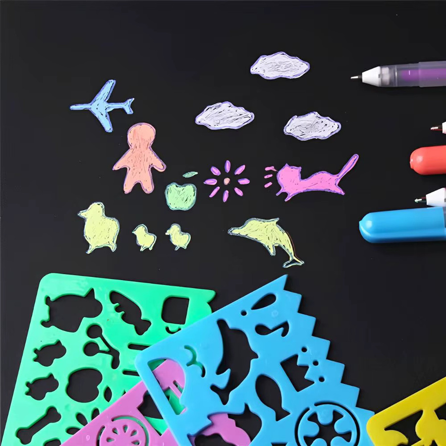 YMY Ausstanzvorlagen Set mit geometrischen Tiermustern aus Kunststoff, 4 Stück, Mehrfarbig - Bild 2