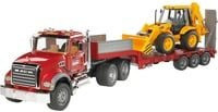 Bruder MACK Granite Tieflader und JCB 4CX Baggerlader Modellfahrzeug - Bild 1