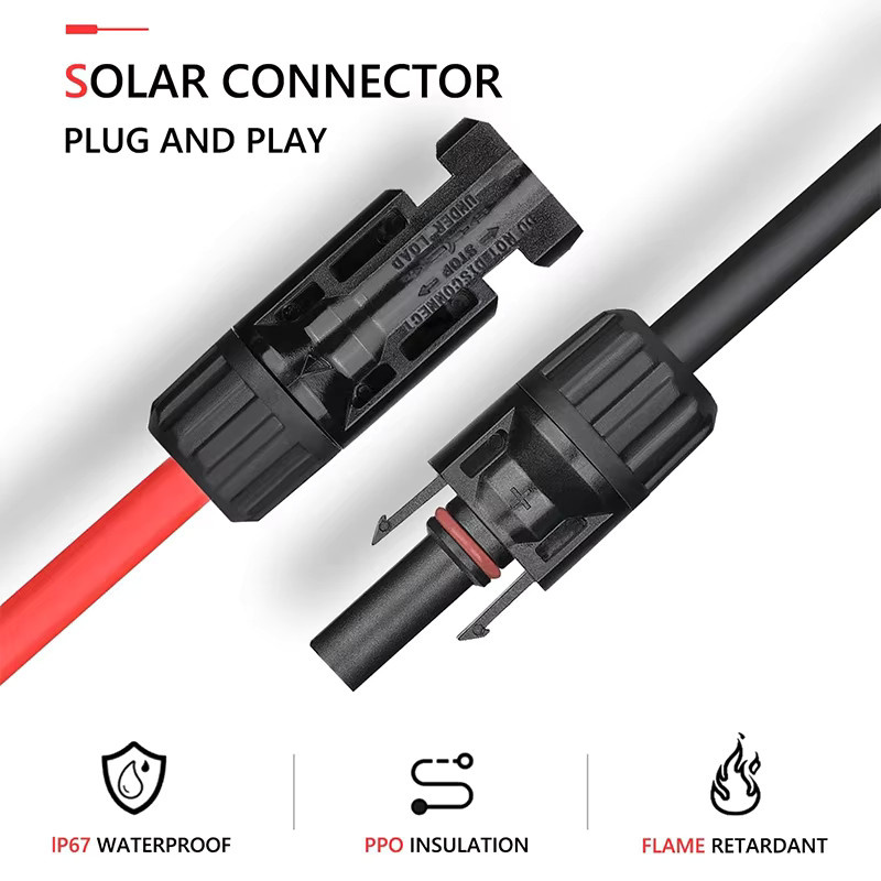 Solar Connector Kit PV Stecker für Photovoltaik Kabel 2,5/4/6mm2, 1000V DC 30A, Farbe: Schwarz - Bild 2