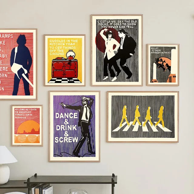 Potdemiel Wandkunst Leinwand Nordic Poster mit Bruce Springsteen, Bob Marley, The Kinks und Abbey Road für deine Wohnzimmer Dekoration - Bild 1