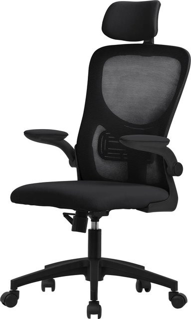 ML-Design Ergonomischer Bürostuhl Schwarz mit verstellbarer Kopfstütze und Rollen - Bild 2