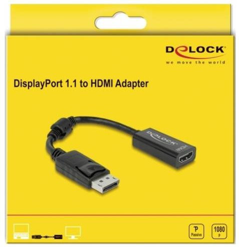 Delock 61849 DisplayPort auf HDMI Adapter Schwarz mit Ferritkern - Bild 2
