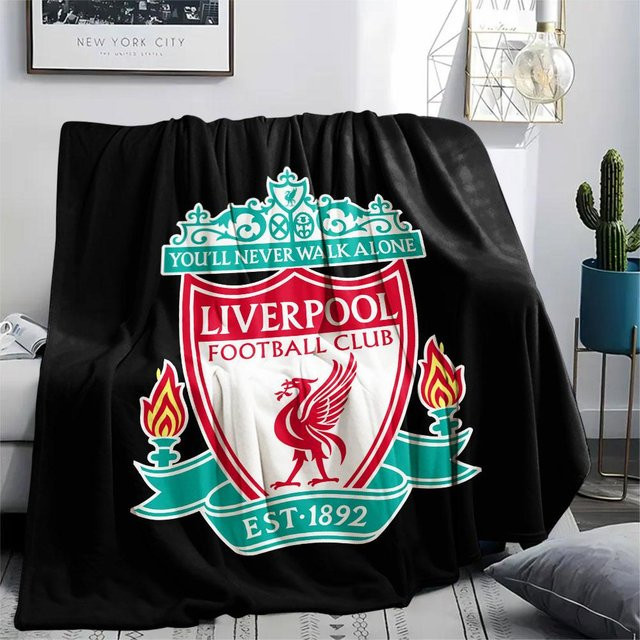 HAPPYDAYSET Liverpool Flanelldecke Schwarz, weicher Überwurf für Sofa und Schlafzimmer, B/B: 130 x 150 cm - Bild 1