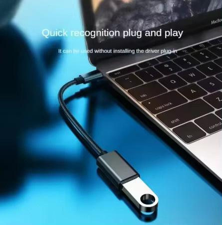 OTG USB-C auf USB-A Adapterkabel in Schwarz für Macbook, Huawei, Xiaomi und Realme - Bild 4