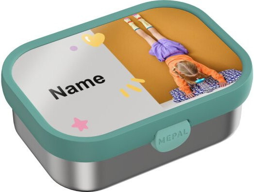 Mepal Edelstahl Brotdose in Silber mit Besteck und Personalisierung durch Namen und Foto - Bild 1