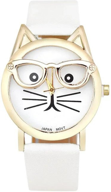 MOONBIFFY Armbanduhr, Quarz, Kunstlederarmband, Weiß, Damen - Bild 1