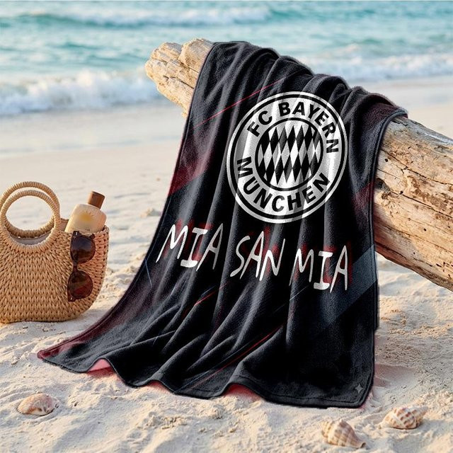 FC Bayern München Strandtuch aus Mikrofaser, Schwarz, B/H: 70 x 140 cm - Bild 1