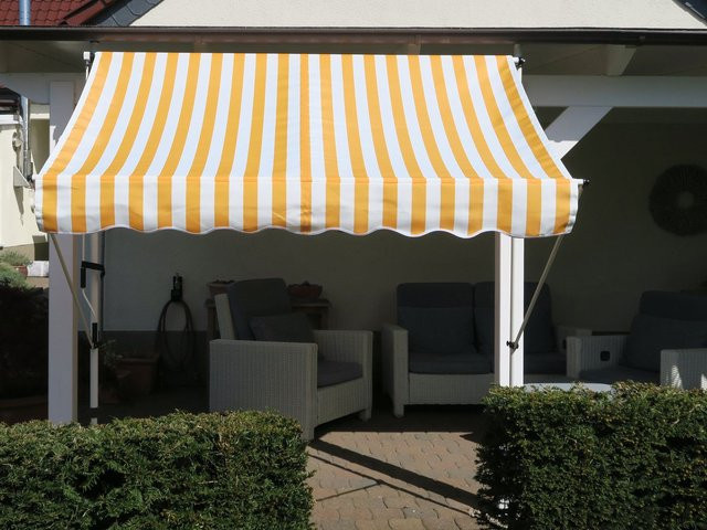 GRASEKAMP Klemmmarkise aus Polyester und Stahl in Gelb-Weiß, B: 200 cm, H: 130 cm - Bild 1