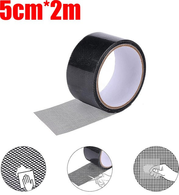 TFAAI Reparaturband aus Fiberglas für Tür- und Fenstergitter, Schwarz, Breite: 5 cm, Länge: 2 m - Bild 1