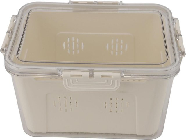CosyHome Lebensmittelaufbewahrungsbehälter aus PET mit Abtropfschale, luftdicht und auslaufsicher, beige - Bild 1