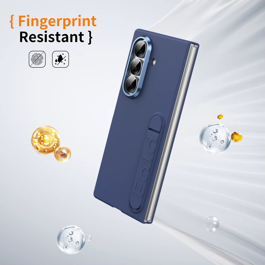Schutzhülle mit faltbarem Ständer für Samsung Z-Fold7, Fold6, Fold5, Fold4 und Fold3 aus hautfreundlichem PC-Material in Grau oder Blau - Bild 3