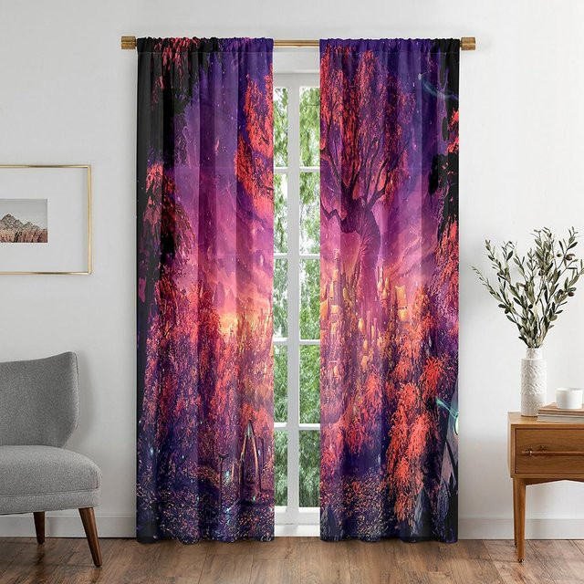 Dresmy View Sky Blackout Fenstervorhang mit Natur-Design in Bunt, 2er-Set, B: 50 cm, H: 130 cm - Bild 1