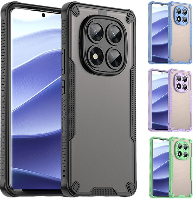 Robuste hybride Schutzhülle für Xiaomi Redmi Note 14 Pro 5G und Note 14 Pro+ Plus in Schwarz und Blau - Bild 1