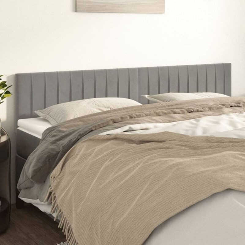 Vidaxl Kopfteile Set 2 Stück aus Samt in Grau, Modernes Design, B/H: 100 x 78/88 cm, Tiefe: 5 cm - Bild 1