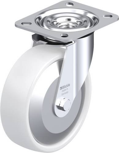 Blickle Lenkrolle L-PPN 125G-FA mit Schraubplatte, Rad-Durchmesser: 125 mm, Tragfähigkeit (max.): 200 kg, Farbe: Weiß - Bild 1