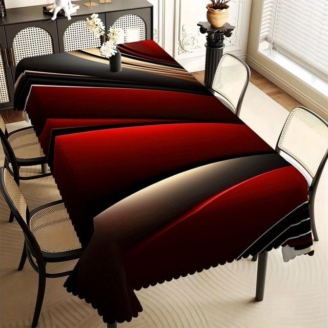Moderne Tischdecke von JINGYUE Pet mit Farbverlauf in Rot-Schwarz, schmutzabweisend und waschbar, B/T: 100 x 140 cm - Bild 1