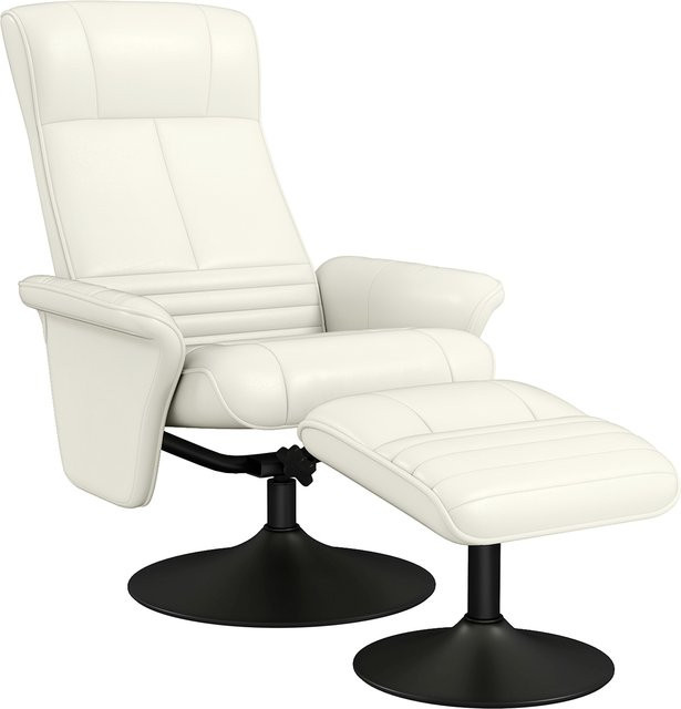 HOMCOM Relaxsessel mit Hocker, drehbarer Fernsehsessel mit Liegefunktion aus Mikrofasertuch, Cremeweiß - Bild 1