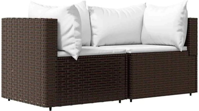 vidaXL Garten-Ecksofa Set aus braunem Poly-Rattan mit Kissen und Metallrahmen - Bild 1